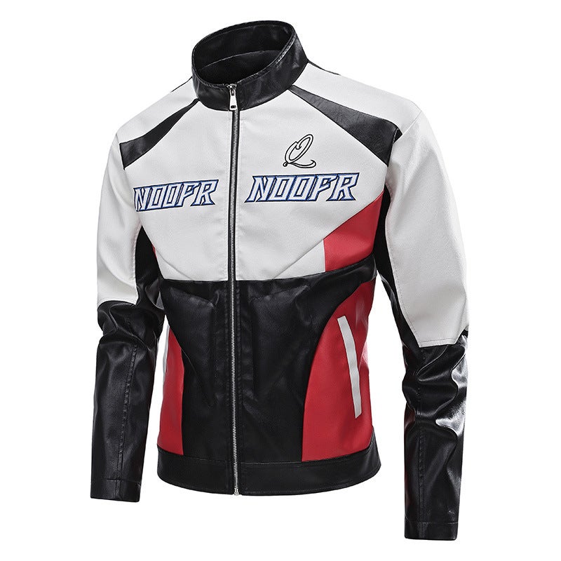Motorcycle Leather Jacket Men'S Riding Suit Windproof Embroidered Duffian Handsome Leather Handsome Fashion - Image 3